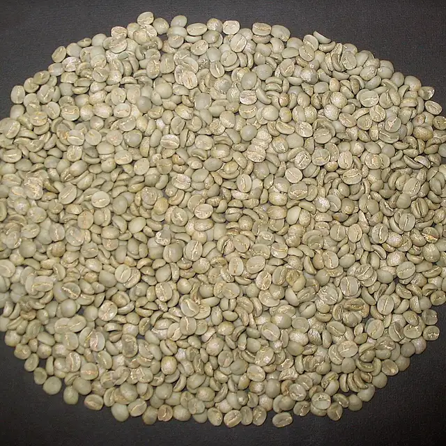 Unroasted green coffee beans