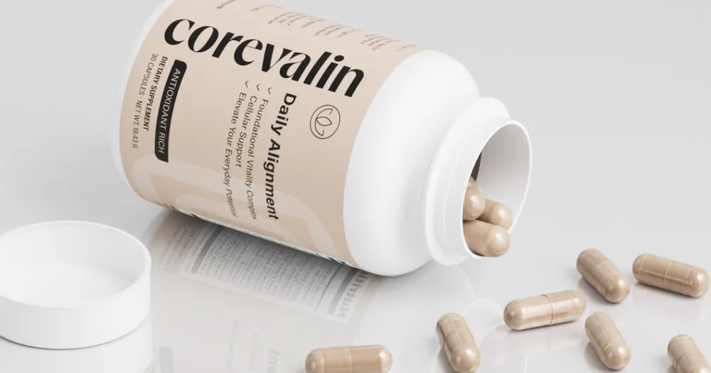 Corevalin Daily Alignment capsules, bottle and capsules