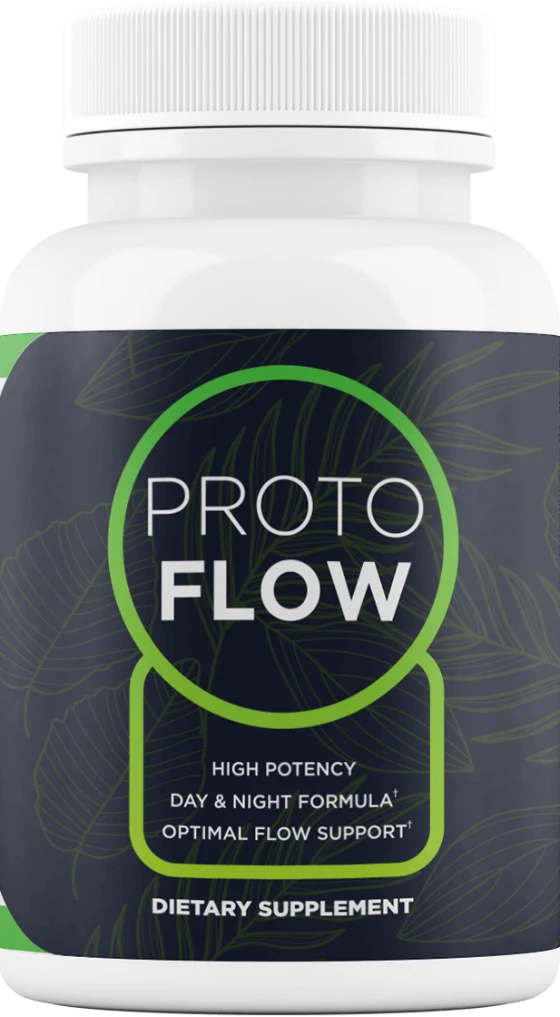 A bottle of ProtoFlow, 60 capsules, high potency day and night flow support formula